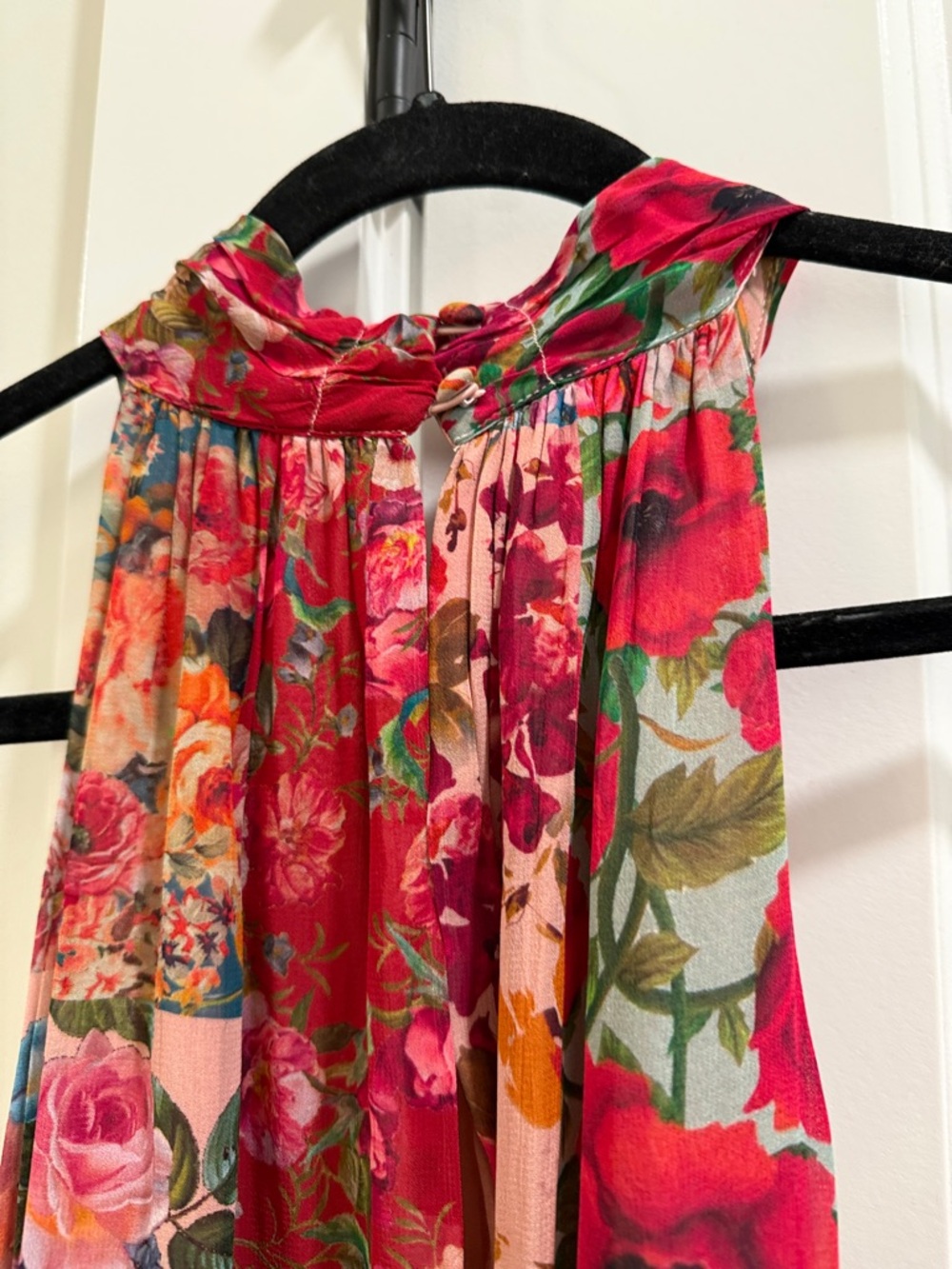 Anthropologie Floral Halter Maxi Dress in Pink, Red & Blue - Picture 4 of 6